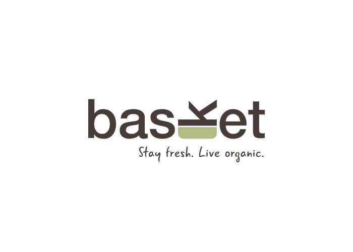 Basket logo with tagline on a white background
